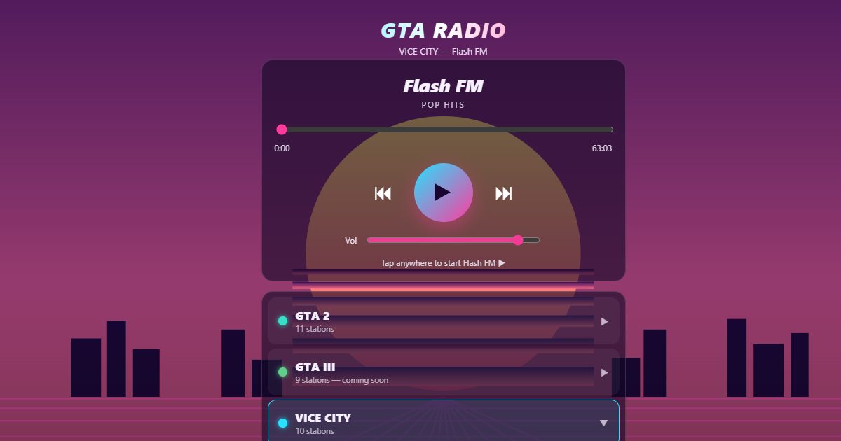 GTA Radio player on Vice City Flash FM